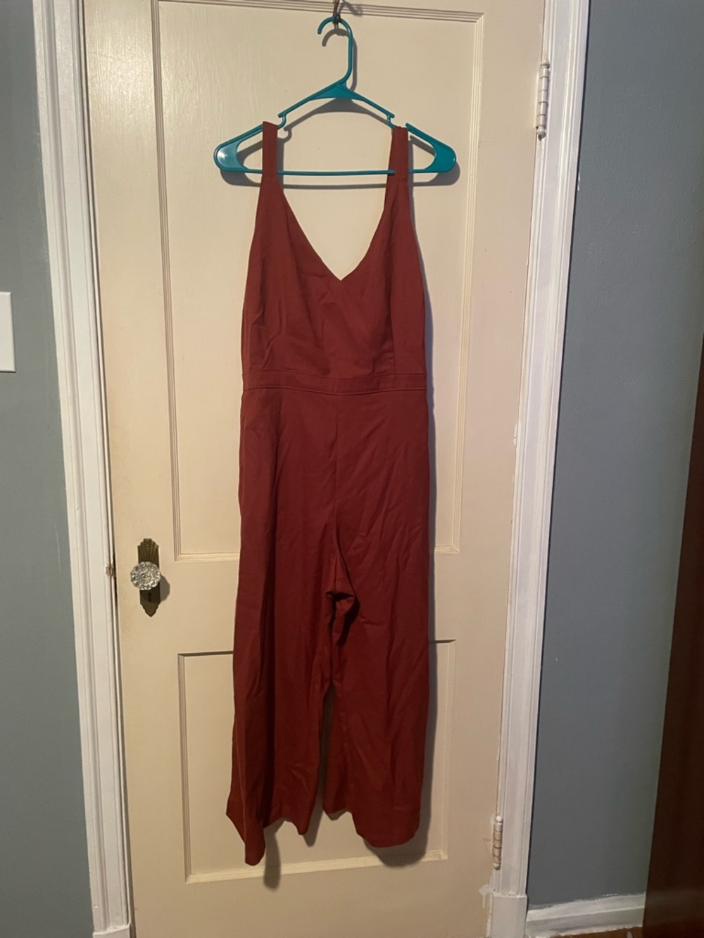 Abercrombie & Fitch Brick Red V-Neck Wide-Leg Jumpsuit XLP